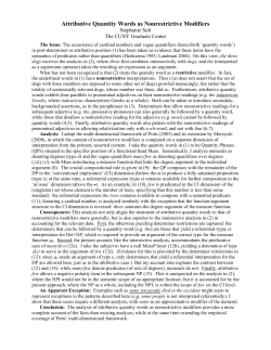 Attributive Quantity Words as Nonrestrictive Modifiers