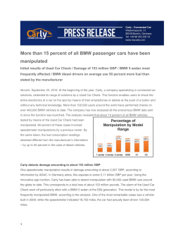 than 15 percent of all BMW passenger cars have been manipulated