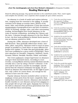 Grade Eleve: Unit One Resources