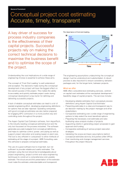 Conceptual project cost estimating Accurate, timely, transparent
