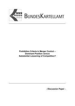 Prohibition Criteria in Merger Control &ndash; Dominant