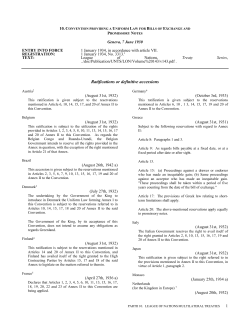 Ratifications or definitive accessions