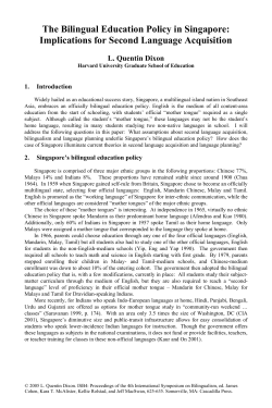 The Bilingual Education Policy in Singapore