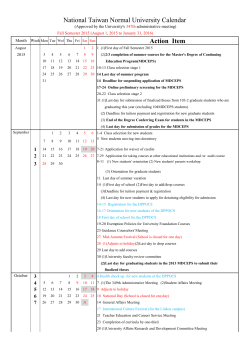 Action Item National Taiwan Normal University Calendar