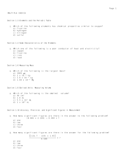 Page 1 MULTIPLE CHOICE Section 1.3 Elements and