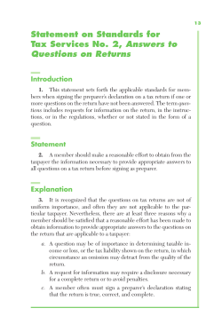 SSTS No. 2, Answers to Questions on Returns