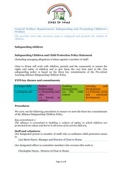 General Welfare Requirement: Safeguarding and Promoting