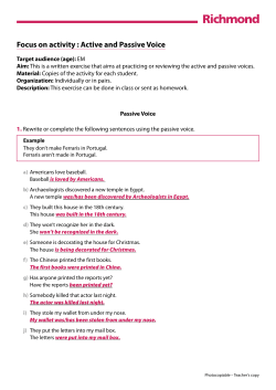 Focus on activity : Active and Passive Voice