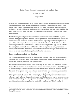 1 Indian Country Economic Development: Data and Data Gaps