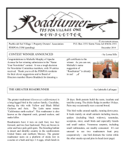 CONTEST WINNER ANNOUNCED THE GREATER ROADRUNNER