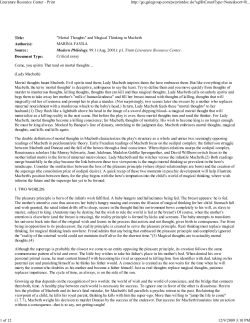 Mortal Thoughts and Magical Thinking in Macbeth