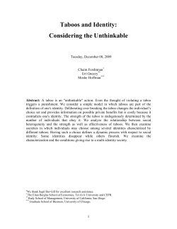 Taboos and Identity: Considering the Unthinkable