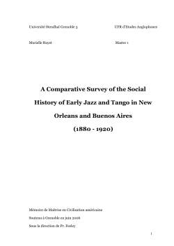 A Comparative Survey of the Social History of Early Jazz and Tango