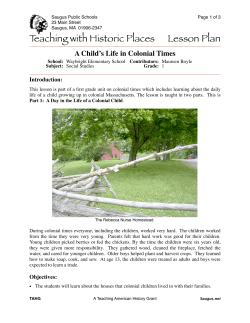 A Child`s Life in Colonial Times
