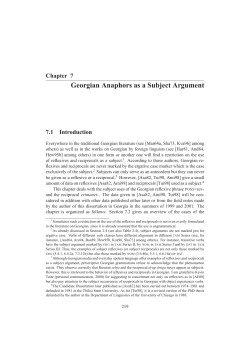 Chapter 7: Georgian Anaphors as a Subject Argument