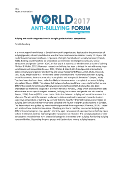 1102 Paper presentation Bullying and social categories: Fourth