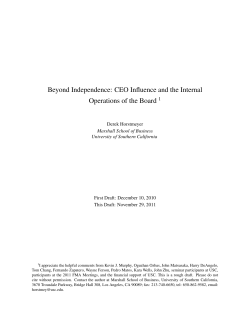 (2011), ``Beyond Independence: CEO Influence and the Internal
