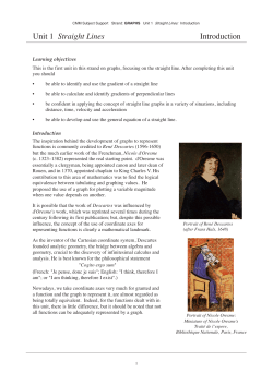 Unit 1 Straight Lines Introduction