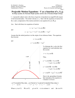 Projectile Motion Equations