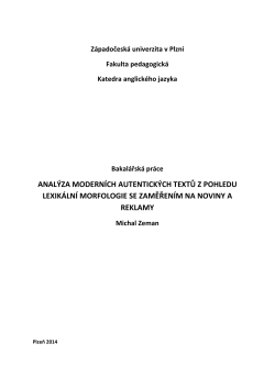 anal&yacute;za modern&iacute;ch autentick&yacute;ch textů z pohledu lexik&aacute;ln&iacute; morfologie