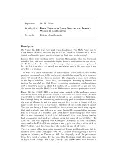 Women in Mathematics Keywords: History of mathe