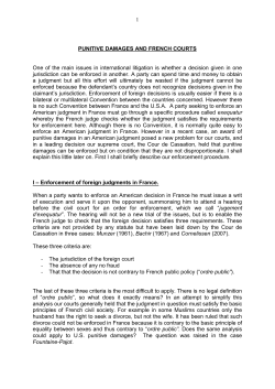 Punitive Damages and French Courts, March 2012
