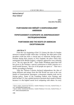 puritanizmi dhe rr&euml;nj&euml;t e ekspecionalizmit amerikan