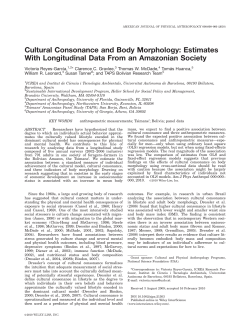 Cultural Consonance and Body Morphology: Estimates With