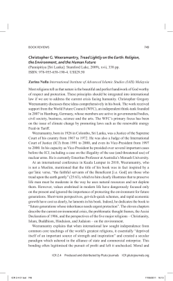 Christopher G. Weeramantry, Tread Lightly on the Earth: Religion