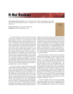 Untitled [William Irvine on The Chamberlain-Hitler Collusion] - H-Net