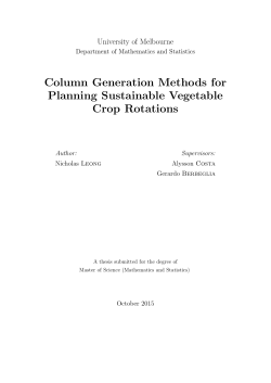 Column Generation Methods for Planning Sustainable Vegetable