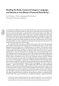 Reading the Body: Corporeal Imagery, Language, and Identity in