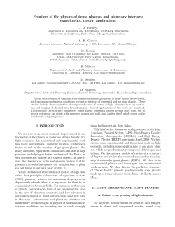 Frontiers of the physics of dense plasmas and planetary interiors