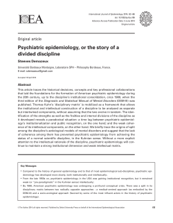 Psychiatric epidemiology, or the story of a divided
