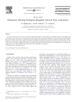Parameters affecting biological phosphate removal from wastewaters