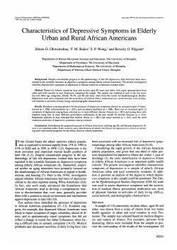 Characteristics of Depressive Symptoms in Elderly Urban and Rural