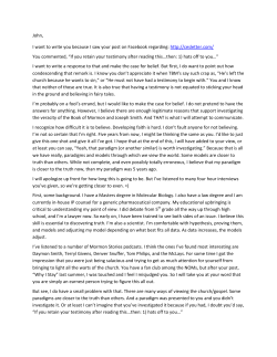 John, I want to write you because I saw your post on Facebook