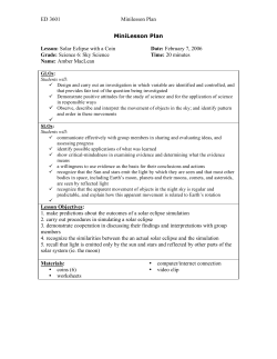ED 3601 Minilesson Plan MiniLesson Plan Lesson: Solar Eclipse