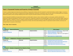 Topic A: Exponential Notation and Properties of Integer Exponents