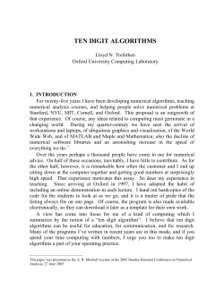 ten digit algorithms - University of Oxford