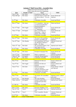 Assemblies Autumn First Half Term 2016
