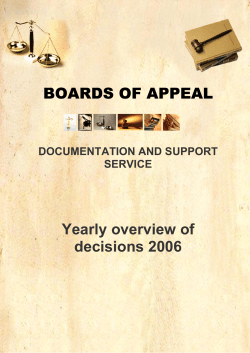 BOARDS OF APPEAL Yearly overview of decisions 2006
