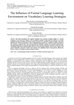 The Influence of Formal Language Learning Environment on