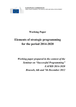 Elements of strategic programming for the period 2014-2020