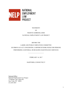 On Setting a Minimum Work Week for Connecticut`s Janitorial and
