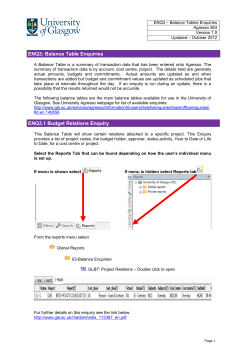 ENQ3: Balance Table Enquiries ENQ3.1 Budget Relations Enquiry