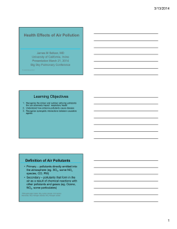Health Effects of Air Pollution Learning Objectives
