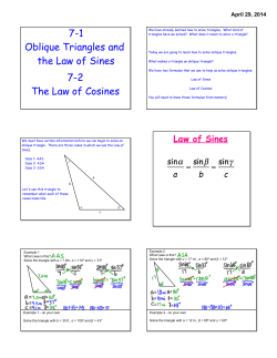 7-1 Oblique Triangles and the Law of Sines 7