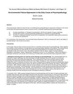 Environmental Failure-Oppression is the Only Cause of