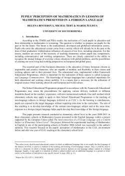 PUPILS` PERCEPTION OF MATHEMATICS IN LESSONS OF